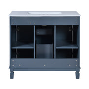 36'' Royal Blue Bathroom Vanity with Top Sink – Modern Storage Cabinet with Matching Mirror, 2 Soft-Closing Doors, 2 Drawers & Single Sink Design for Stylish Bathrooms