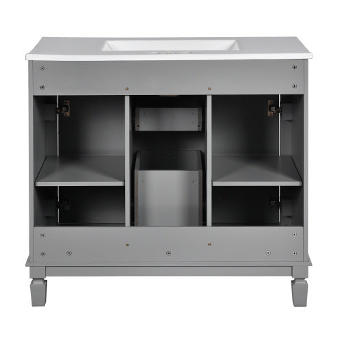 36'' Modern Bathroom Vanity with Top Sink – Freestanding Storage Cabinet with 2 Soft-Closing Doors, 2 Drawers & Single Sink Design for Stylish Bathrooms