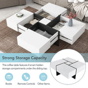Unique Design Coffee Table with 4 Hidden Storage Compartments – Stylish & Functional