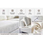 Modular White Chenille Sofa – Soft Seat & Back, Simple & Grand Design, Knock-Down Easy Assembly