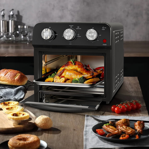 12.5 Qt Air Fryer – Multi-Function Cooking with Grill, Bake, Defrost & Presets for Fries, Pizza, Chicken, Fish & Toast, Dual Knob Control