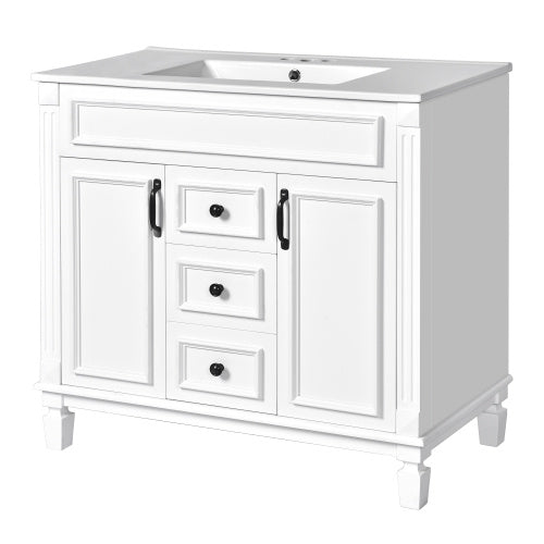 36'' Bathroom Vanity with Top Sink – Modern Storage Cabinet with 2 Soft-Closing Doors & 2 Drawers