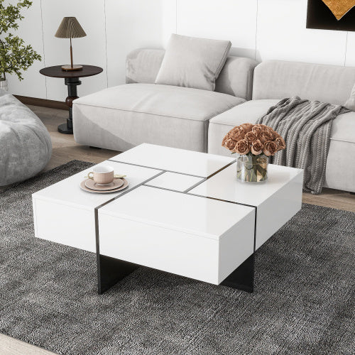 Unique Design Coffee Table with 4 Hidden Storage Compartments – Stylish & Functional