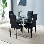 4pcs High Backrest PU Leather Dining Chairs – Modern & Comfortable Seating